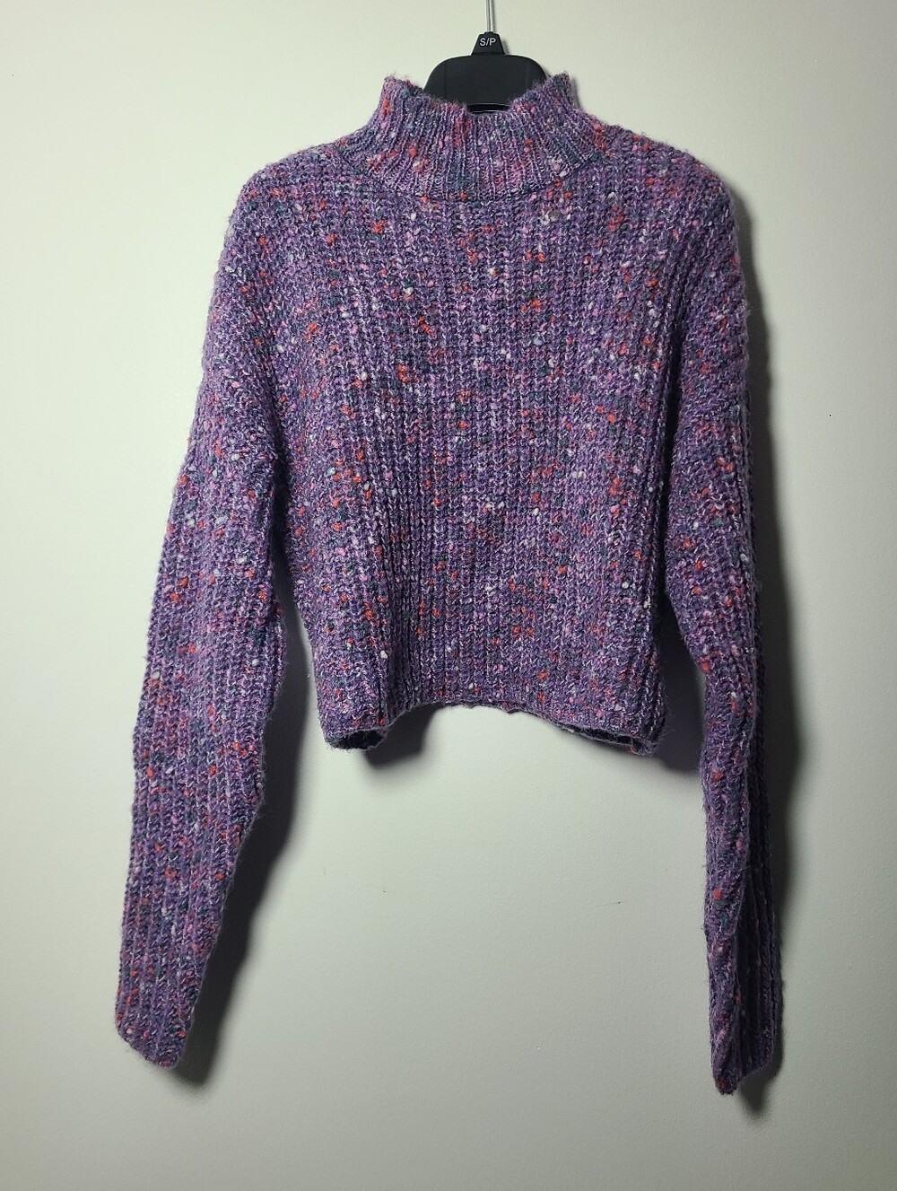 Only - Lavender Speckled Mockneck Crop Sweater Womens Size Small